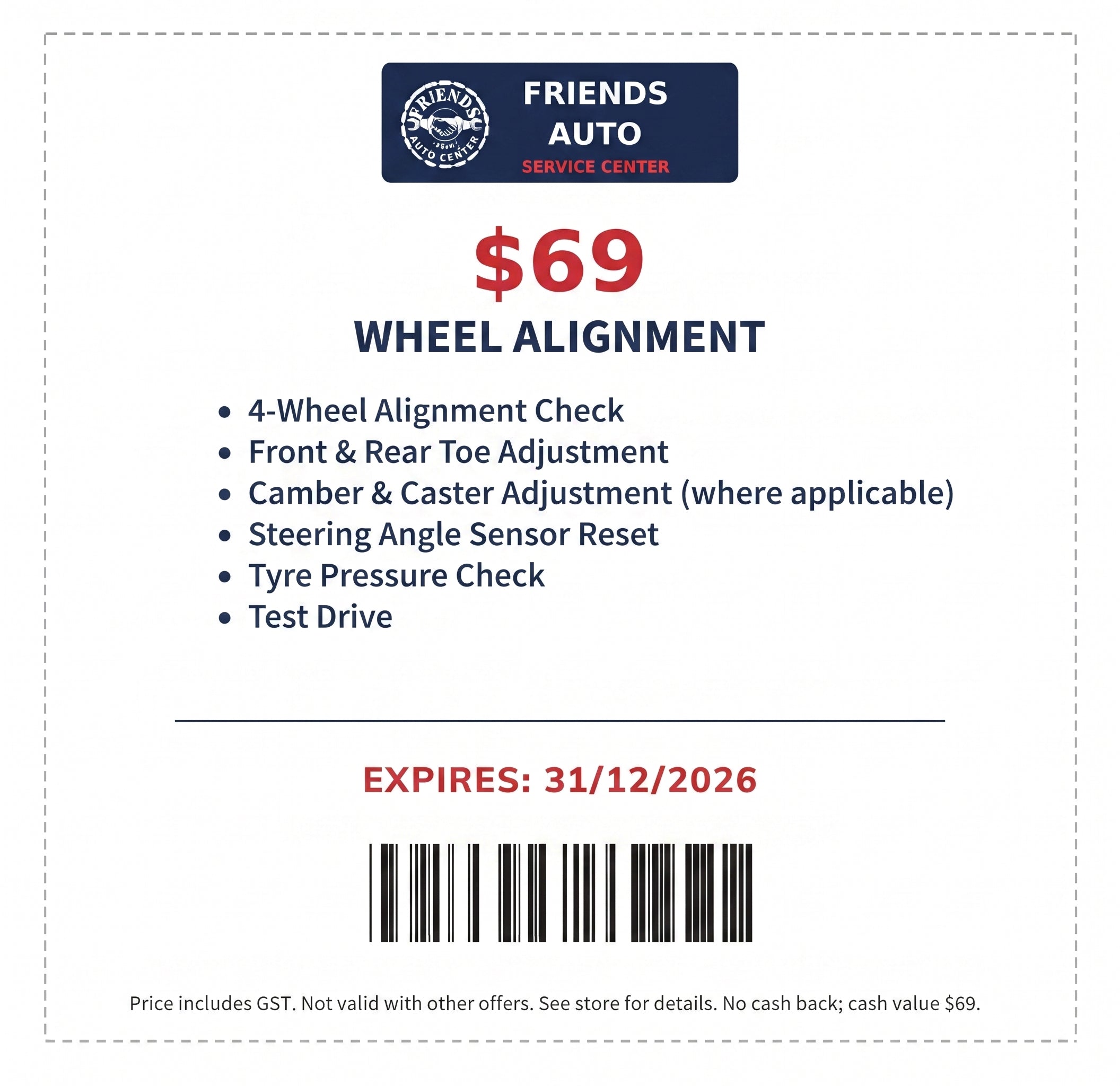 Wheel alignment Coupon