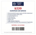 European vehicle Service Coupon